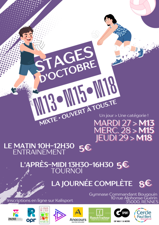 Tournoi M15 mixte - Mercredi 28 octobre APRÈS-MIDI